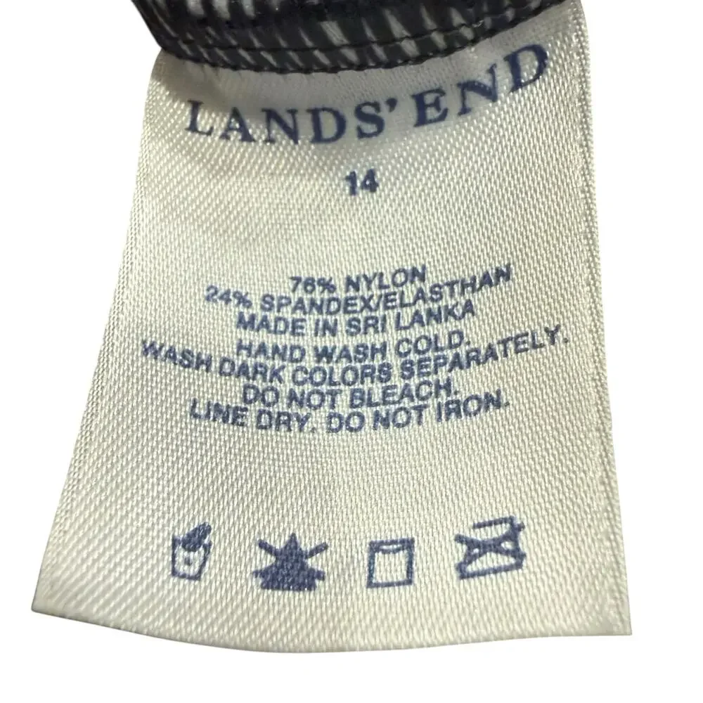 Lands End Womean charcoal gray lounge v-neck one-piece halter swimsuit, Size 14